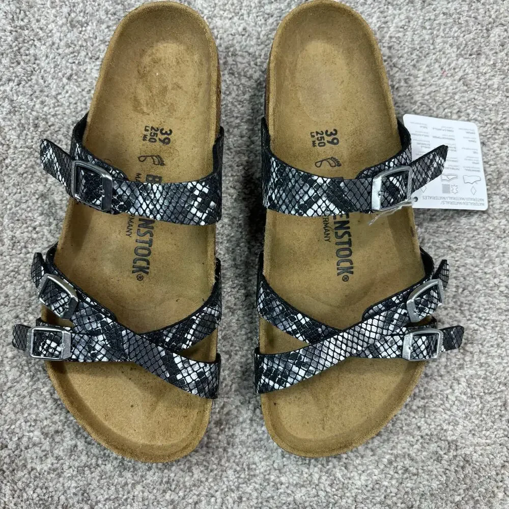 NWT! Birkenstock Women's Franca Sandals Black python-print size 39 - Picture 11 of 11